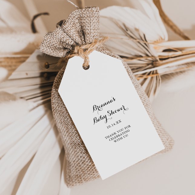 Modern kalligrafi baby shower presentetikett (Skapare uppladdad)