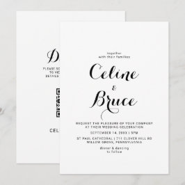 Modern kalligrafi bakåt och framifrån Bröllop Inbjudningar