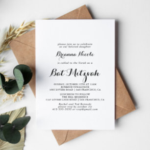Modern kalligrafi Bat mitzvah Inbjudningar