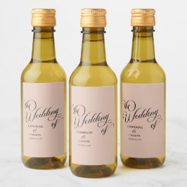 Modern kalligrafi Beige Bröllop Vinetikett