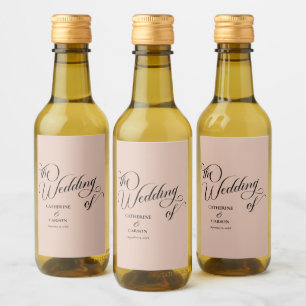 Modern kalligrafi Beige Bröllop Vinetikett