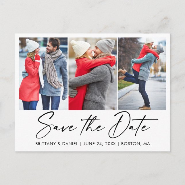 Modern kalligrafi Bläck 3 fotospara datum Vykort (Framsida)