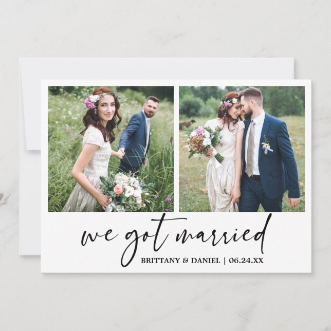 Modern kalligrafi Bläck Pen 2 Photo Bröllop Meddelande (Framsida)