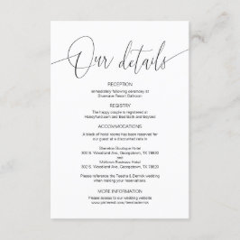 Modern kalligrafi, Bröllop Information E Tilläggskort