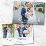 Modern kalligrafi Bröllop Kärlek och tack 4 foto<br><div class="desc">Modern Calligraphy Bröllop Kärlek och Tack Bride and Groom 4 Photos - tackkort - vitt skript</div>