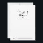 Modern kalligrafi Bröllop Ord i Wisdom Rådkort<br><div class="desc">Denna moderna kalligrafi av bröllop ord av visdomskort är en perfekt för ett bröllop i Österrike. Den enkla och elegant designen har skript av typen klassisk och finare i svartvitt. De här korten är perfekter för bröllop, möhippa, babydusch, studentfest och mycket mer. Anpassa korten med namn från bruden och brudgummen,...</div>