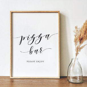 Modern kalligrafi bröllop pizzabar skylt