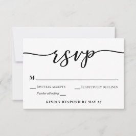 Modern kalligrafi bröllop RSVP bifogad kort