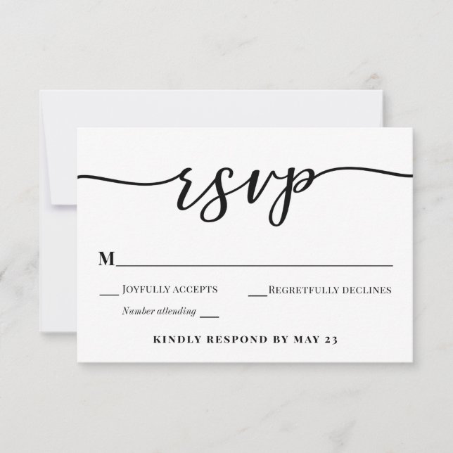 Modern kalligrafi bröllop RSVP bifogad kort (Framsida)