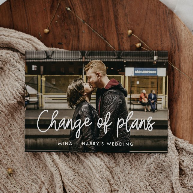 Modern kalligrafi bröllopsplansändring meddelande (Skapare uppladdad)