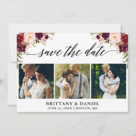 Modern kalligrafi Burgundy Blommigt 3 foto Spara Datumet