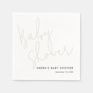 Modern kalligrafi Dammtrosa Baby Shower Pappersservett