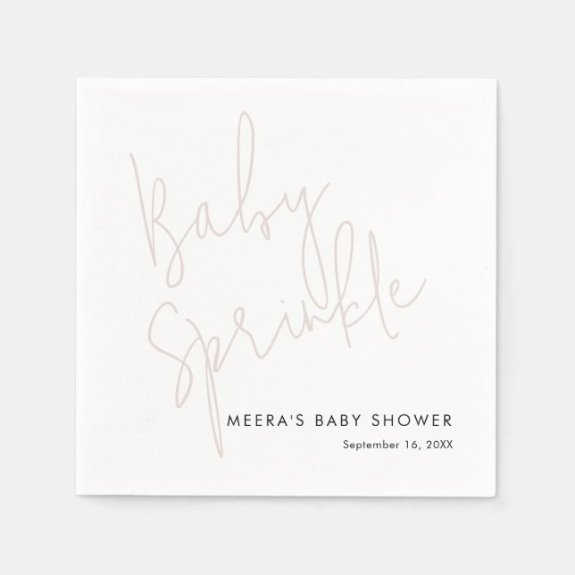 Modern kalligrafi Dusty Pink Baby Sprinkle Pappersservett (Framsidan)