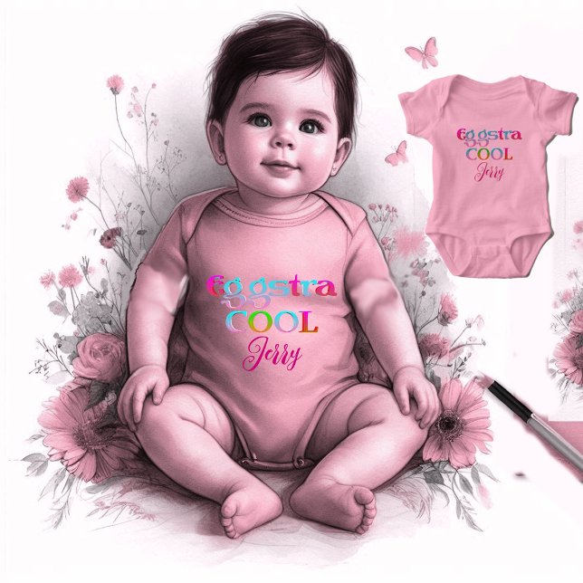 Modern kalligrafi Egg-stra Cool Påsk Extra Söt T Shirt (Modern Calligraphy Egg-stra Cool Easter Baby Cute Baby Bodysuit)