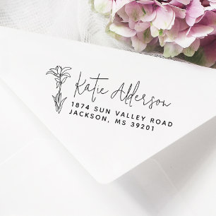 Modern Kalligrafi-Elegant, blommande Returadress Stämpel
