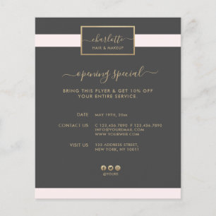 Modern kalligrafi Elegant Guld Rosa & Grått Flygblad