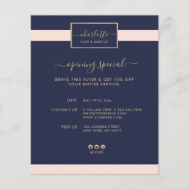 Modern kalligrafi Elegant Guld Rosa & Midnight Blu Flygblad
