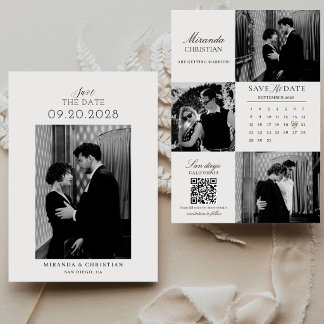 Modern kalligrafi Elegant kalender Foto Bröllop Spara Datumet