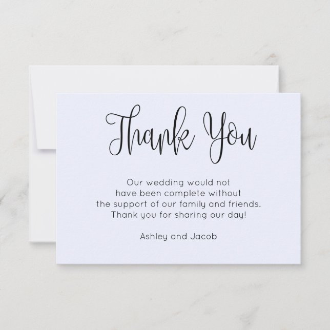 Modern kalligrafi. Enkel blå vigselring Tack Kort (Framsida)