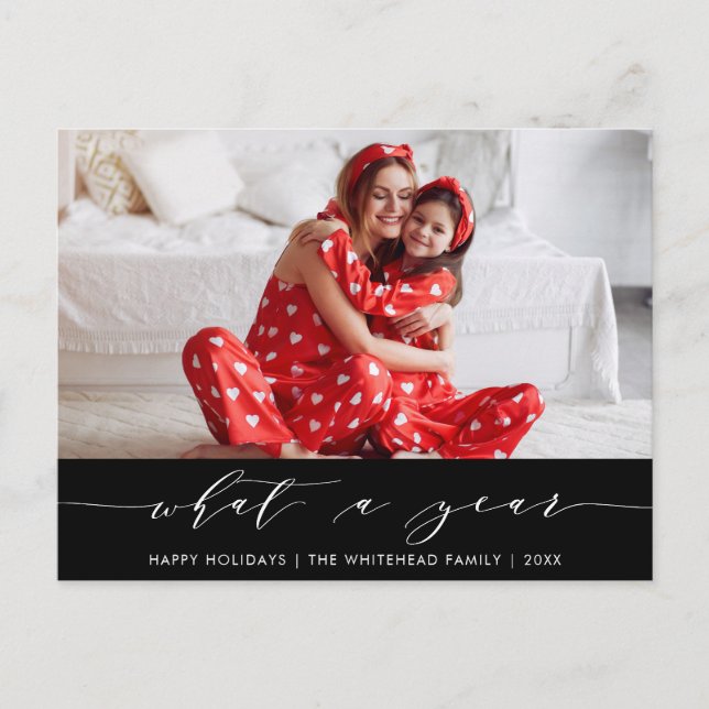 Modern kalligrafi - ett svart foto med året helg vykort (Framsida)