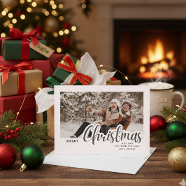 Modern kalligrafi familje jul foto julkort