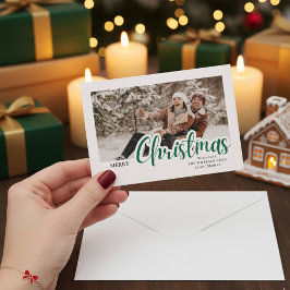 Modern kalligrafi familje jul foto julkort