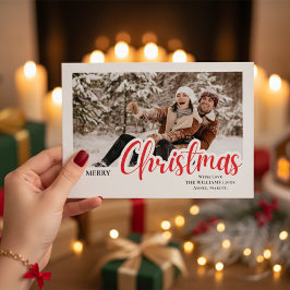 Modern kalligrafi familje jul foto julkort