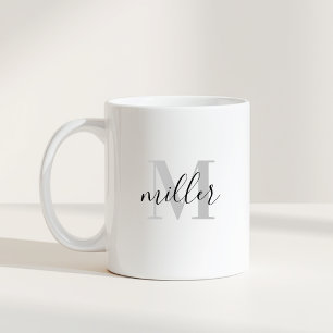Modern kalligrafi familjenamn monogram kaffemugg