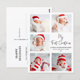 Modern kalligrafi fem foto Min första jul Vykort