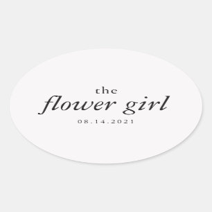 Modern Kalligrafi - Flower Girl Bröllop Ovalt Klistermärke