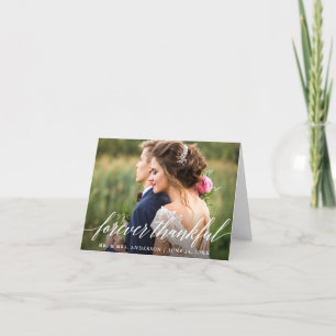 Modern kalligrafi för tankfull Bröllop-anteckning Tack Kort