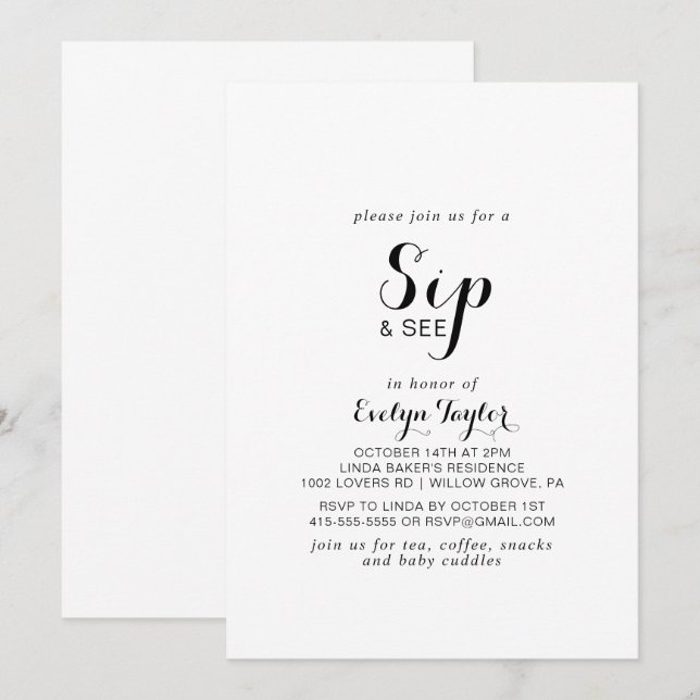 Modern kalligrafi Formell sida och se Inbjudningar (Fram/baksida)