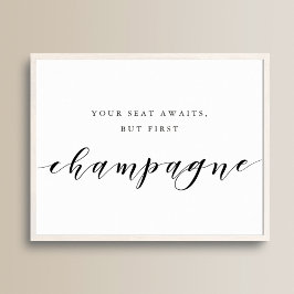 Modern kalligrafi, första champagne Bröllop Poster