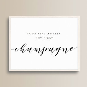 Modern kalligrafi, första champagne Bröllop Poster