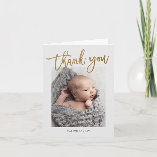 Modern kalligrafi Foto Baby Tack Kort (Framsida)