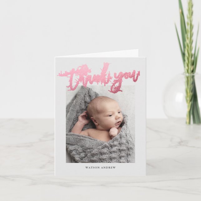 Modern kalligrafi Foto Baby Tack Kort (Framsida)