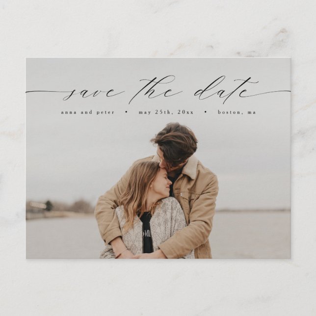 Modern kalligrafi Foto Spara datum vykort (Framsida)