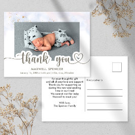 Modern kalligrafi foto tack kort för babypojke