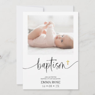 Modern kalligrafi Fotodobaptism Inbjudningar