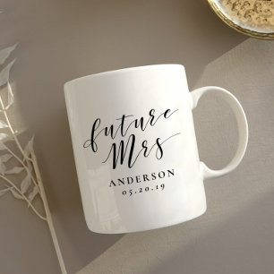 Modern kalligrafi Framtiden, fru Förlovning Gift Kaffemugg