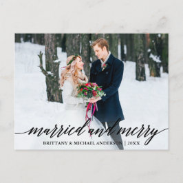 Modern kalligrafi, gift och Merry Bröllop Photo Vykort