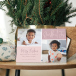 Modern Kalligrafi-Gnistra av Joy 2-foton Julkort<br><div class="desc">Modern Helgdag julkort med två av dina favoritfoton i ett rutnät,  två textblock med kalligrafi-skript och modernt teckensnitt.</div>