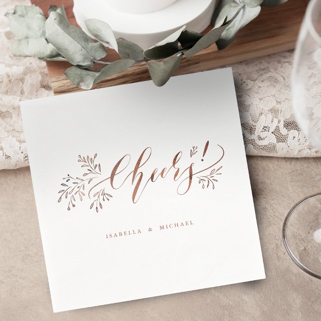 Modern kalligrafi hyllar den orustiska blommigten  pappersservett (Modern calligraphy cheers rustic floral wedding napkins)