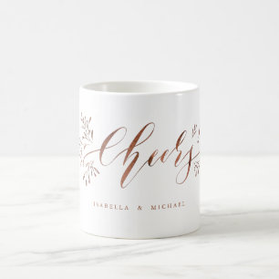 Modern kalligrafi hyllar rustik blommigt kaffemugg