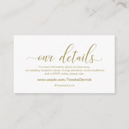 Modern kalligrafi i Guld, Bröllop - våra uppgifter Tilläggskort