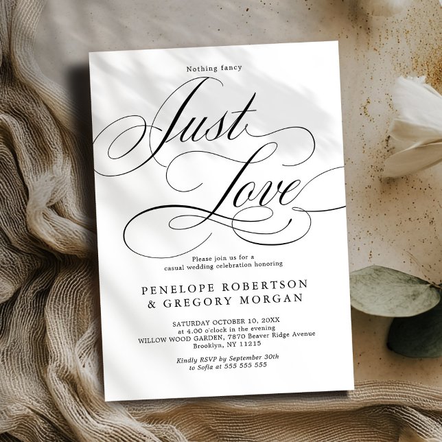 Modern kalligrafi ingenting finare bara kärlek brö inbjudningar (Modern calligraphy nothing fancy just love wedding invitation)