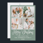 Modern Kalligrafi jul 4 Foton Sage Grönt Julkort<br><div class="desc">Modern Roligt Calligraphy Script God jul 4 Photo Helgdag Card - Sage Grönt</div>