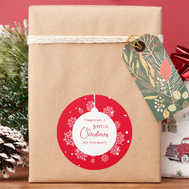 Modern Kalligrafi Julprydnadsföremål, fetstil Röd Runt Klistermärke