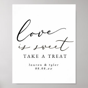 Modern kalligrafi Kärlek är sött Bröllops efterrät Poster