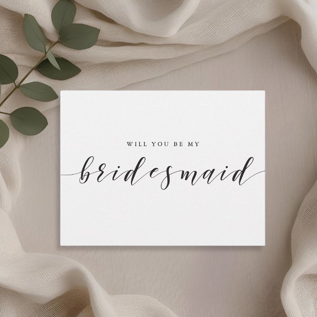 Modern Kalligrafi kommer att bli min bridesmaid Inbjudan Vykort (Skapare uppladdad)